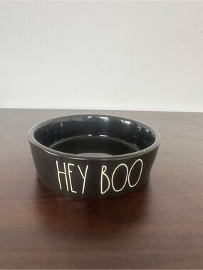 Rae Dunn Black Ceramic Bowl with "HEY BOO" Text